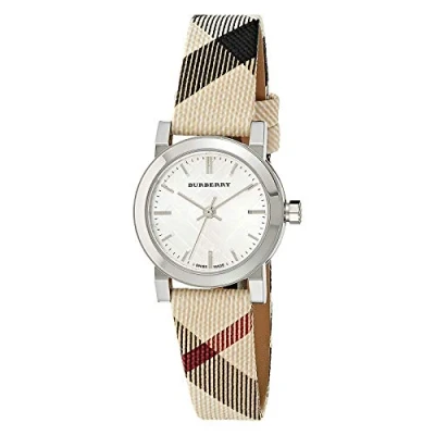 Image of Burberry Classic Silver Dial Nova Check Leather Womens Watch BU9212