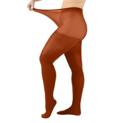 Image of CALZITALY Plus Size Opaque Tights, Curvy Extra Large Pantyhose, 60 DEN, L, XL, 2XL, 3XL, 4XL, Blue, Black, Made in Italy (4XL, Orange)