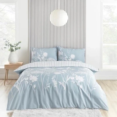 Image of Catherine Lansfield Meadowsweet Floral Super King Duvet Set Blue