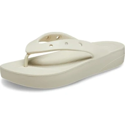 Image of Crocs Women&#039;s Classic Platform Flip W Clog, Bone, 6 UK