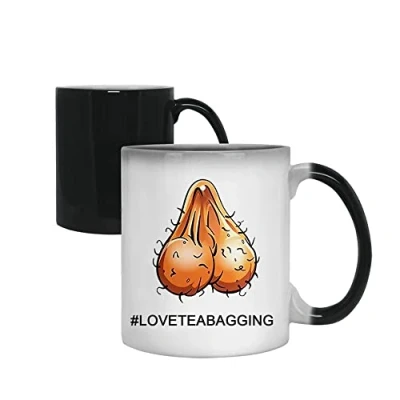 Image of #LOVETEABAGGING Funny Rude Colour Changing Magic Mug Love Tea Bagging 11 oz Ceramic Cup