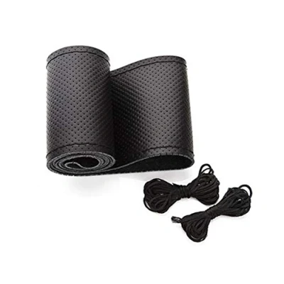 Image of DIY car steering wheel Stitch made of soft leather on the Sewing Breathable And Anti slip With Needles Thread 40 cm Black