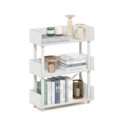 Image of Furinno Turn N Tube 3 Tier Freestanding Multipurposes Display Rack, Bookshelf, White/White