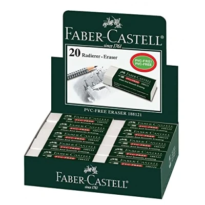 Image of Faber Castell 187287 Box of 20 Erasers 7081 N, to Eliminate Graphite and Colour Pencils