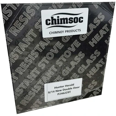 Image of Chimsoc Replacement Stove Glass Hunter Herald 8/14 (New) Double Door (246mm x 229mm Shaped)
