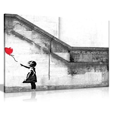 Image of Banksy Balloon Girl Graffiti Canvas Wall Art Picture Print (18X12)