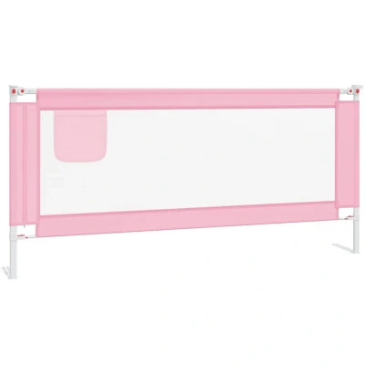 Image of vidaXL Toddler Safety Bed Rail: Pink, Polyester Fabric, 200x25 cm, Adjustable Height, Lightweight, Suitable for Beds with 3 25 cm Mattress Thickness, Easy to Clean