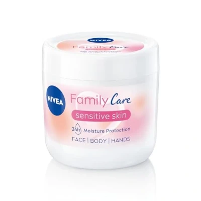 Image of NIVEA Almond, Family Care Sensitive Moisturising Cream, Body Cream for Dry Skin, Skin Moisturiser with Natural Almond Oil, Suitable the Whole Family, 450 ml (Pack of 1)