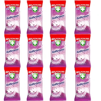 Image of Green Shield Bathroom Surface Wipes 12 Packs = 840 Cleans Baths Sinks &amp; Showers and Other Home Surfaces Cleaning
