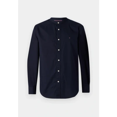 Image of Tommy Hilfiger Men’s Flex Poplin Solid Collarless Regular Fit Shirt, Blue (Desert Sky), L