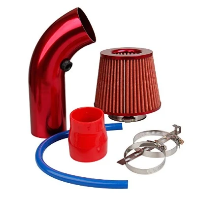 Image of CarBole Cold Air Intake Filter 3&quot;/76mm,Air Induction Alumimum Kit with Clamp,Fit for Vehicle Engine,Red