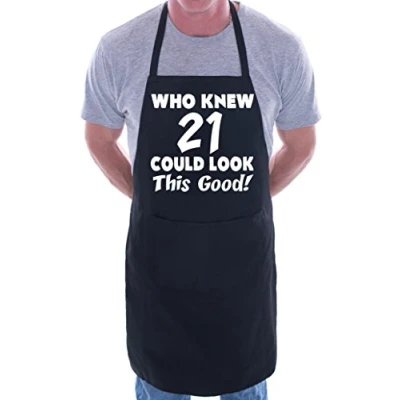 Image of Print4U 21st Birthday Who Knew 21 BBQ Cooking Funny Novelty Apron Black
