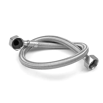 Image of Xcel Home WRAS Approved Elbow 1/2 (90) x BSP 500mm Flexible Pipe Connectors 2 Sizes Single Elbowed Stainless Steel Braided Flexi Pipes for Boilers, Plumbing Bathrooms, Kitchens