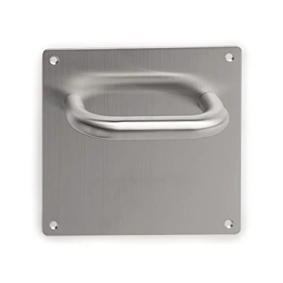 Image of Emuca Internal Door Handles with 17x17cm (6,7 6,7 inch) Plate, U Shaped, Stainless Steel, Satin Nickel.