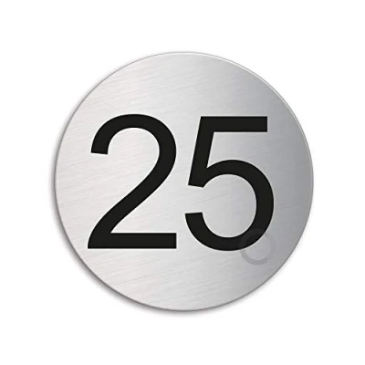 Image of Round room house mailbox number 25 brushed stainless steel no.41015