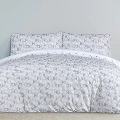 Image of Sleepdown Circle Geo Abstract Reversible Duvet Cover Quilt Bedding Set with Pillowcases Soft Easy Care Bed Linen Blue King (230cm x 220cm)