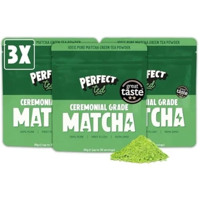 Image of Perfect Ted Matcha Powder 3x30g (90g) Ceremonial Grade Organic Japanese Tea