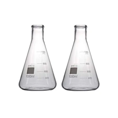 Image of Rocwing Borosilicate 3.3 Glass Graduated Conical Erlenmeyer Flask for Laboratory (1000ml, 2 in a pack)