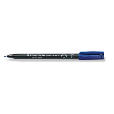 Image of STAEDTLER 318 3 Lumocolor Permanent Pen, Fine Line Width, 0.6mm Blue (Box of 10)