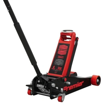 Image of Sealey 4 Tonne Low Profile Trolley Jack, Car with Rocket Lift Red 4040AR