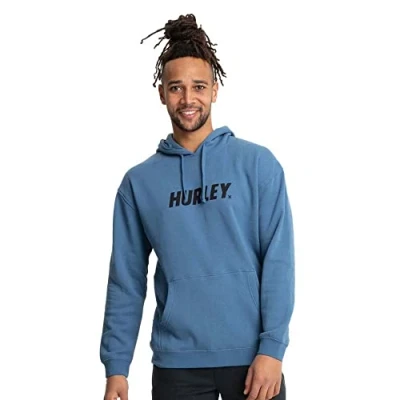Image of Hurley Men&#039;s Fastlane Solid Po Fleece Sweatshirt, Deep Aqua, XL