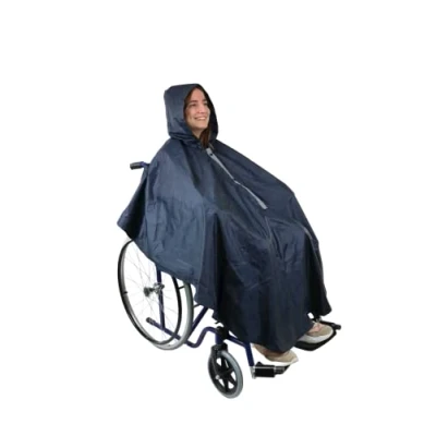 Image of KMINA Wheelchair Rain Cover Adult Waterproof (Thermal Inner Lining), Poncho for with Zip, Blanket Adult, Warm Hood,