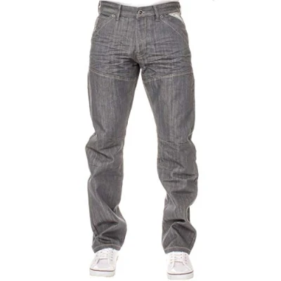 Image of Enzo Mens Jeans Classic FIT Straight Leg in Black Grey Navy Colours 28 to 48 (38S, EZ313 Grey)