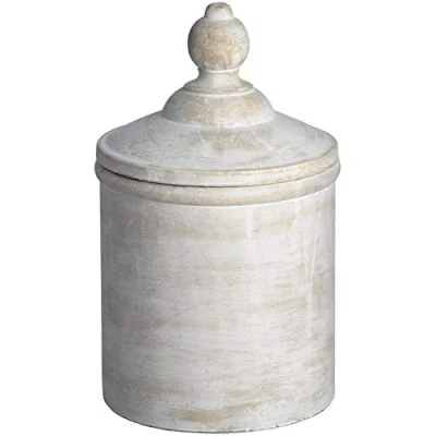 Image of Hill 1975 Antique White Canister, Stone, Mixed, 15 x 25cm