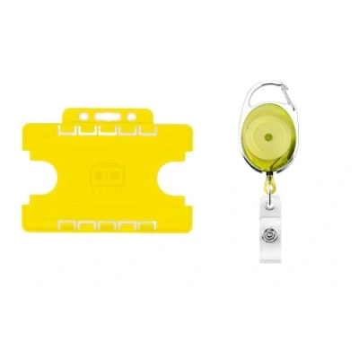 Image of ID Card It Holder Double Sided and Retractable YoYo Security Key Clip Reel Yellow