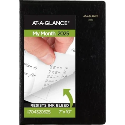 Image of AT A GLANCE 2025 Planner, Monthly, 7&quot; x 10&quot;, Large, Designer Cover, Black (704320525)