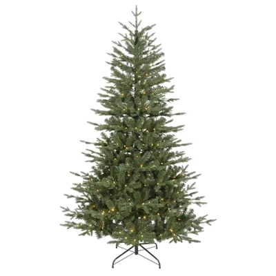 Image of Dellonda Pre Lit 7ft Hinged Christmas Tree with Warm White LED Lights &amp; PE/PVC Tips