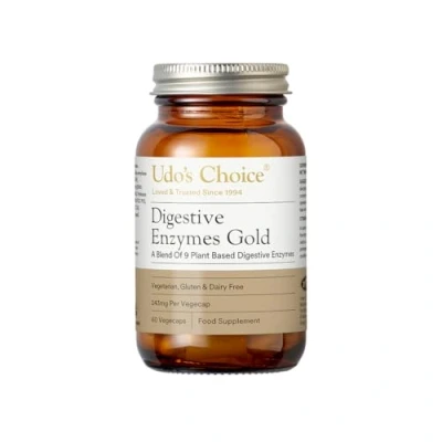 Image of Udo&#039;s Choice Digestive Enzymes Gold High Strength, New Formula 9 Plant Based Vegetarian, Gluten Free &amp; Dairy 60 Vegecaps One a Day