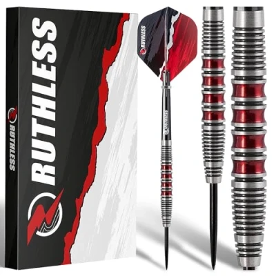 Image of RUTHLESS Red Falcon Professional Tungsten Steeltip Darts Set in 22g and 24g, with Flights Stems Shafts (22g)