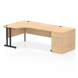 Image of Impulse 1800 LH Crescent Desk Cantilever Maple/Black 800 High Ped