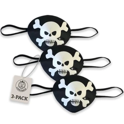Image of Liontouch Pirate Eye Patch, 3 Pack Captain Red Stripe Pretend Play Toy For Children And Toddlers with Skull Motive Dress Up, Fancy Dresses &amp; Costumes Kids Sailing the Caribbeans