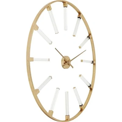 Image of Kare Design wall clock Visible Sticks, Brass, steel, round clock, home decor, large for living room, hallway, bedroom, office, battery operated, Ø92cm