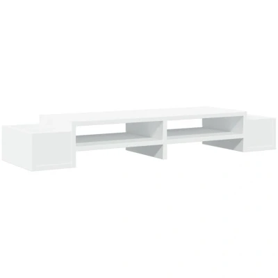 Image of vidaXL Monitor Stand with Storage White 100x27x15 cm Engineered Wood