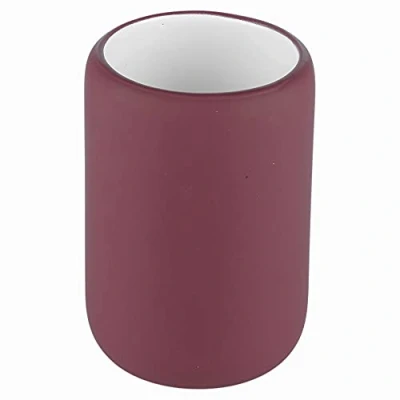 Image of URBNLIVING 3pcs Ceramic Matt Colour Matching Bathroom Dispenser Tumbler Toilet Brush Set (Purple, Toothbrush Tumbler)