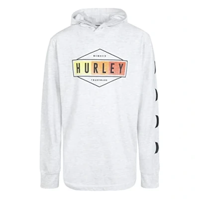 Image of Hurley Boy&#039;s Long Sleeve Hoodie T Shirt Sweatshirt, Marbled Birch, 7 años