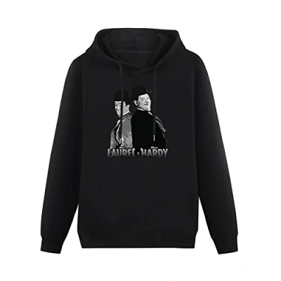 Image of XIAOYE Laurel And Hardy Black Hoodie Unisex Men&#039;s Graphic Sweatshirt L