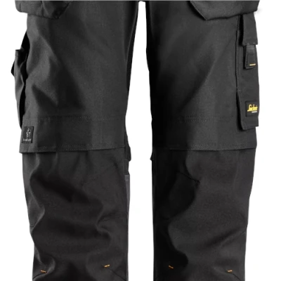 Image of Snickers AllroundWork Canvas+ Stretch Work Trousers+ Holster Pockets Black/Black 108