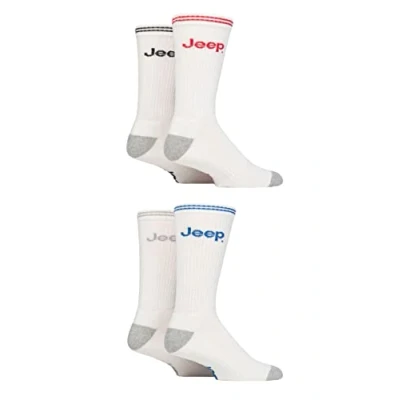 Image of Mens 4 Pair Jeep Cushioned Crew Sports Socks White 6 11