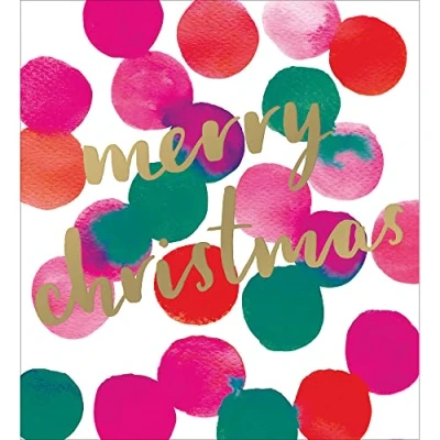 Image of Box of 8 Christmas Cards In Polka Dot Merry Design Xmas Card Boxes 496745