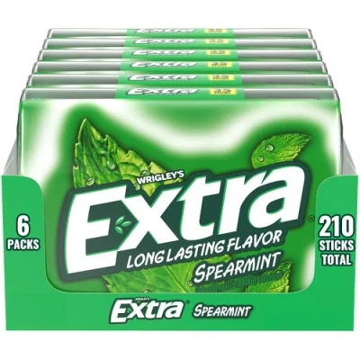 Image of Wrigleys Extra Spearmint Sugar Free Chewing Gum 6 x 35 Stick Pack (210 Sticks Total)