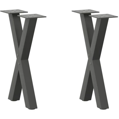 Image of vidaXL Coffee Table Legs X Shaped Anthracite Steel 38x42 43 cm Adjustable Scratch Resistant Feet Modern Office/Living Room