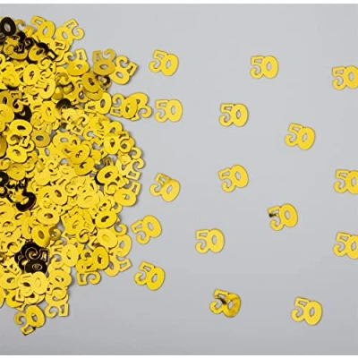Image of 56g Gold 50th Birthday Confetti Foil Metallic Glitz Table Scatter Sprinkles Age Bday Party Decorations