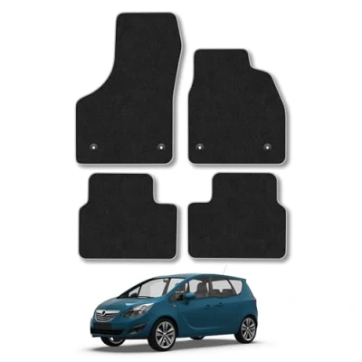 Image of Car Mats Compatible with Vauxhall Meriva B (2010 2017) Tailored Fit Grey Trimmed Carpet Floor Mat Set Accessory Black Custom Fitted 4 Pieces Clips Anti Slip Backing &amp; Trim Edging