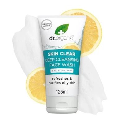 Image of Dr Organic Skin Clear Face Wash, Cleansing, For Acne &amp; Skin, Salicylic Acid, Oily, Problem Natural, Vegan, Cruelty Free, Paraben SLS Recycled Recyclable, Organic, 125ml