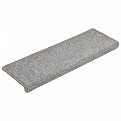 Image of vidaXL Stair Mats 15 pcs 65x21x4 cm Light Grey Rectangular Edge