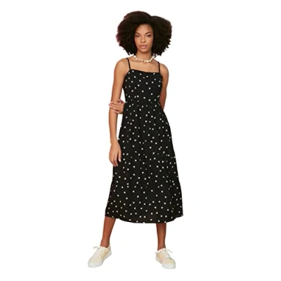 Image of Trendyol FeMan Young Midi A line Regular fit Woven Dress Black